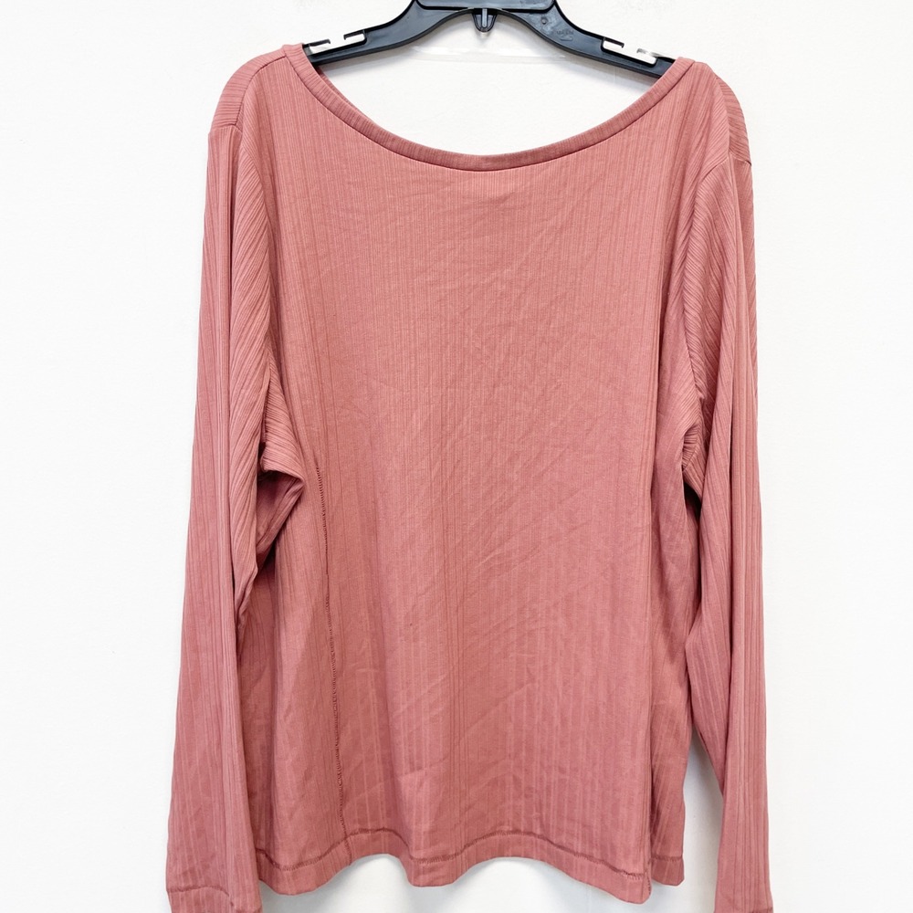 Ava & Viv Women's Mauve Pink Ribbed Knit Long Sleeve Top Size 3X‎
